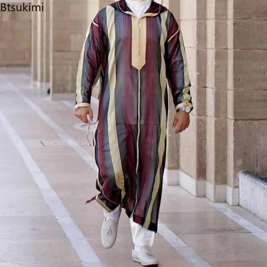 Man wearing a colorful djellaba.